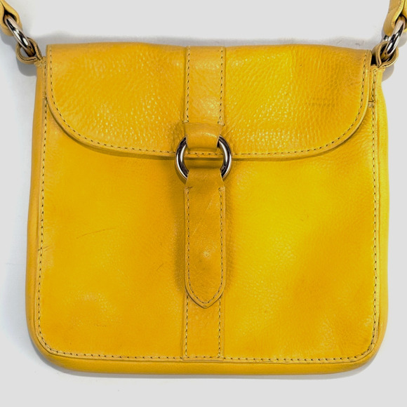 Cole Haan Yellow Pebble Leather Crossbody Bag Swingpack Adjustable Strap Handbag - Picture 3 of 9